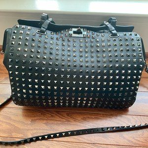 AUTHENTIC VALENTINO GARAVANI ROCKSTUD SPIKE BLACK LARGE SHOULDER BAG!